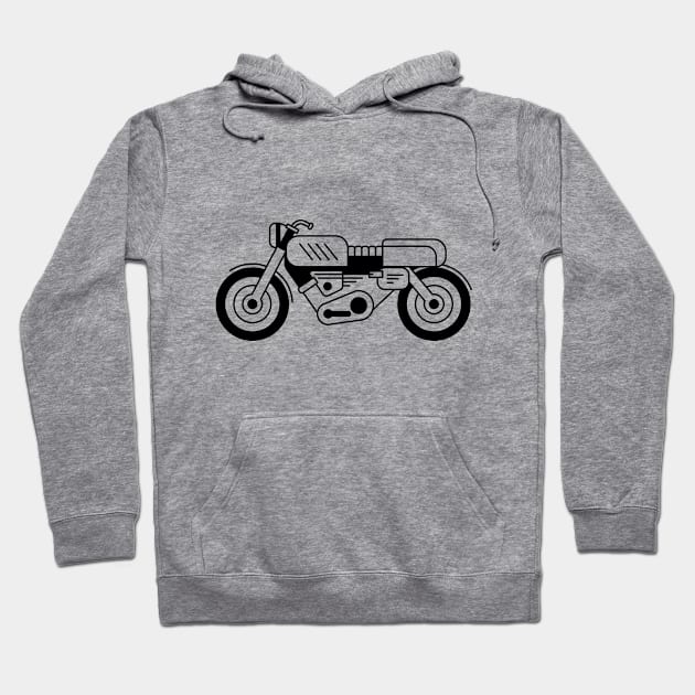 Illustration of stylized black and white motorcycle Hoodie by iswenyi Art